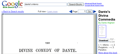Dante's Divina Commedia In Google Book Search