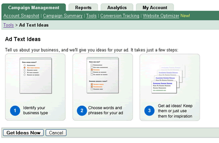 Ad Text Ideas Tool Wizard