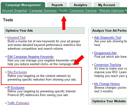 Google Adwords Site Exclusion Tool