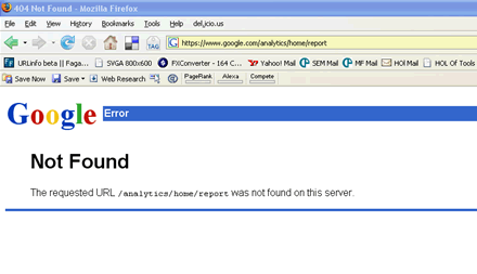Google Analytics Unavailable 404 Not Found