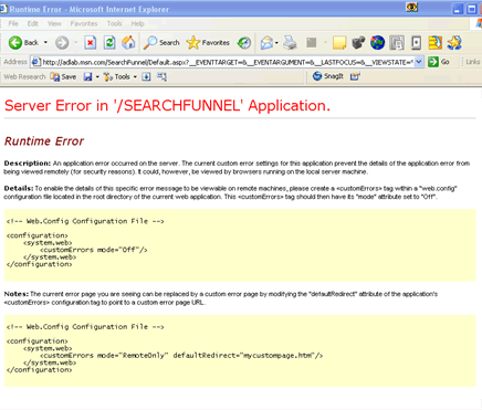 Microsoft Adlab Search Funnel Tool Runtime Error