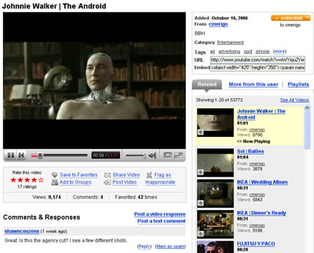 YouTube The Android Video Johnnie Walker