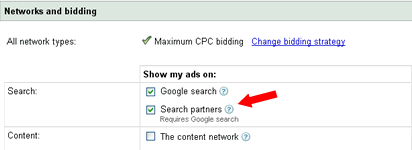Adwords Campaign Settings Search Partners.