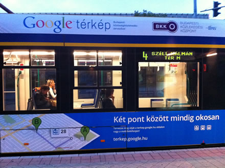 Google Ads On Budapest Tram Promoting Google Maps