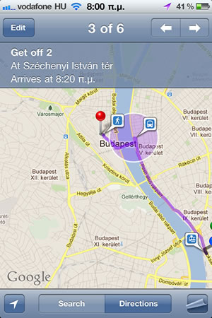Google Maps With Public Transportation Directions On iPhone