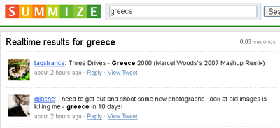 Summize Twitter Search Engine Greece